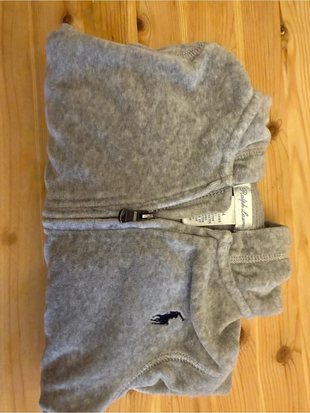 Ralph Lauren Polo baby gray velour zip up hoodie jacket 24 mos EUC